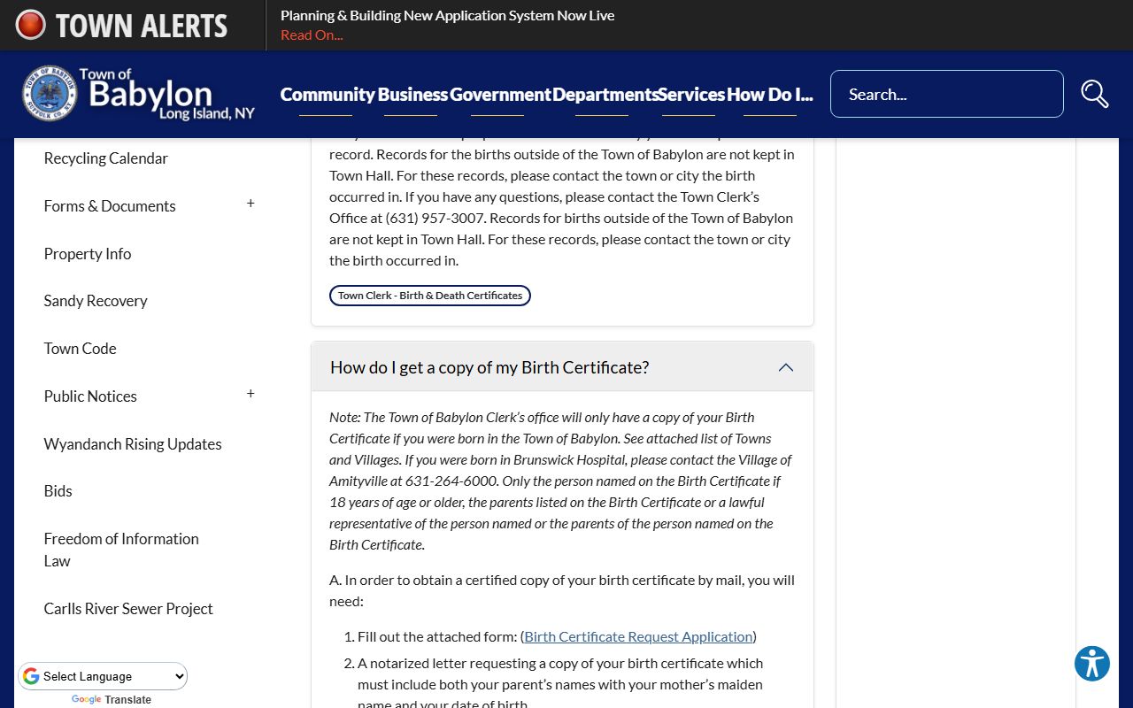 Babylon Birth Certificate FAQ for New York birth records