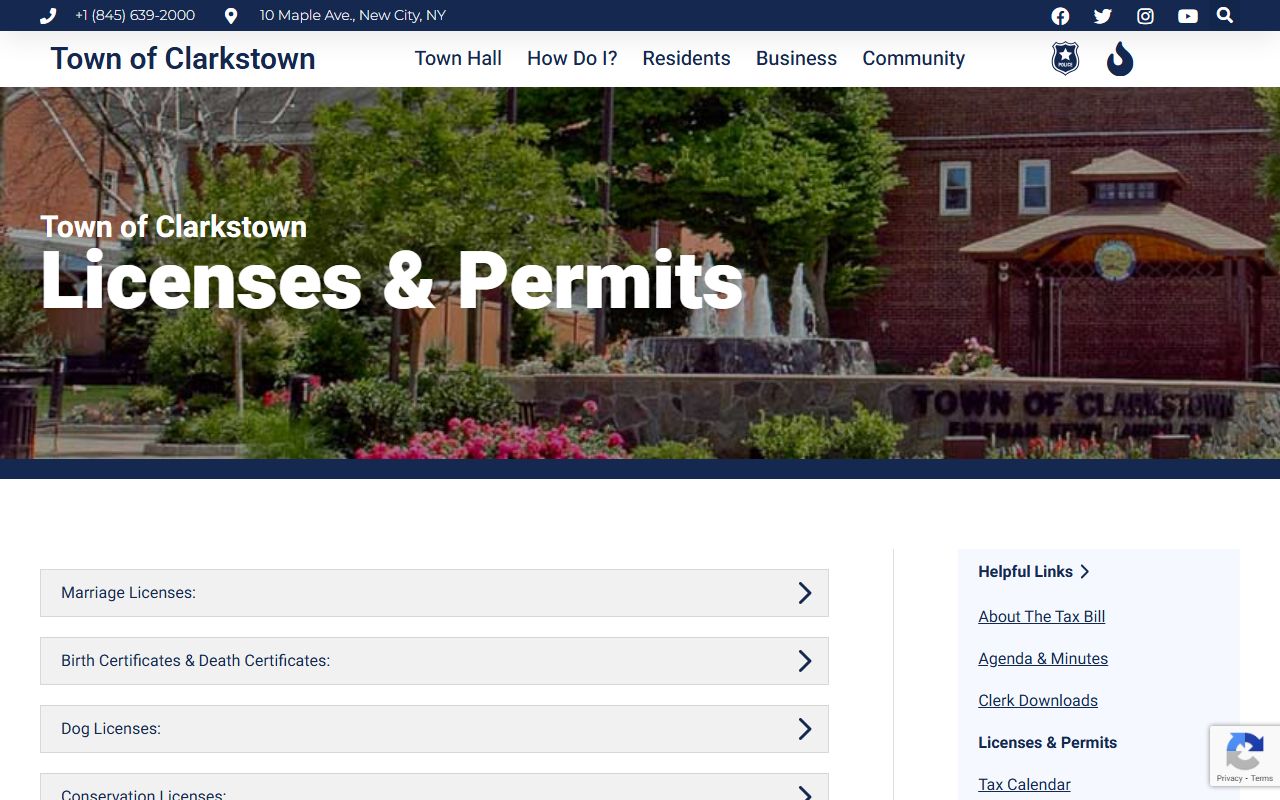 Clarkstown Licenses and Permits for New York birth records