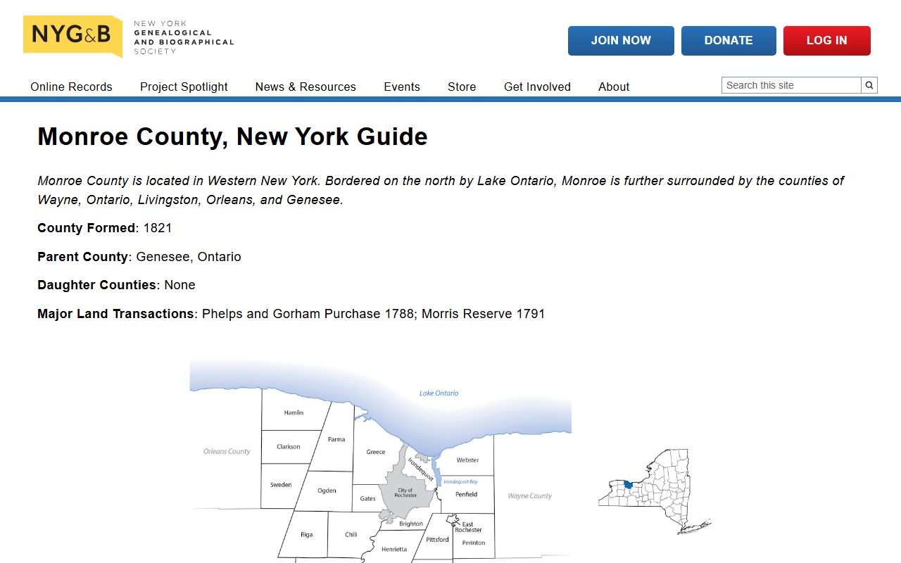 NYG and B Monroe County Guide for New York birth records
