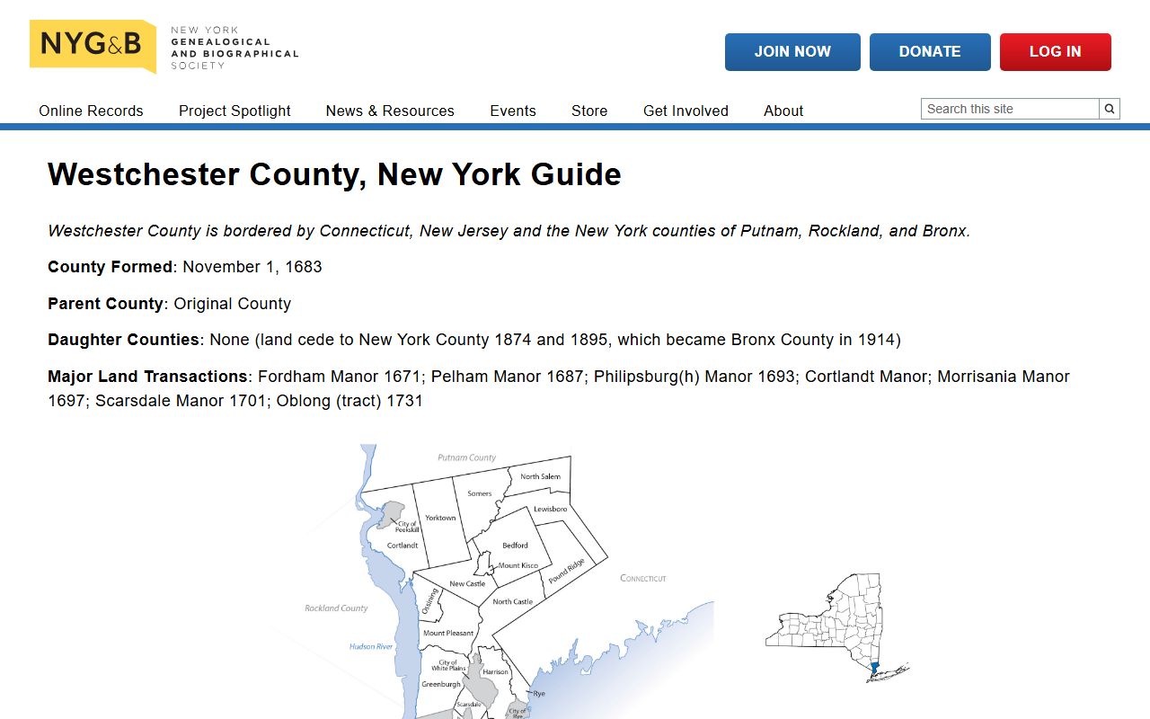 Westchester County Genealogy Guide for New York birth records