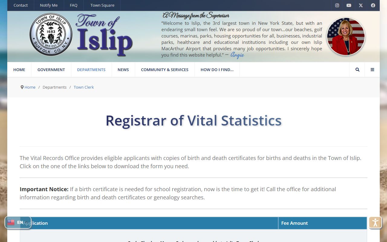 Islip Vital Statistics for New York birth records