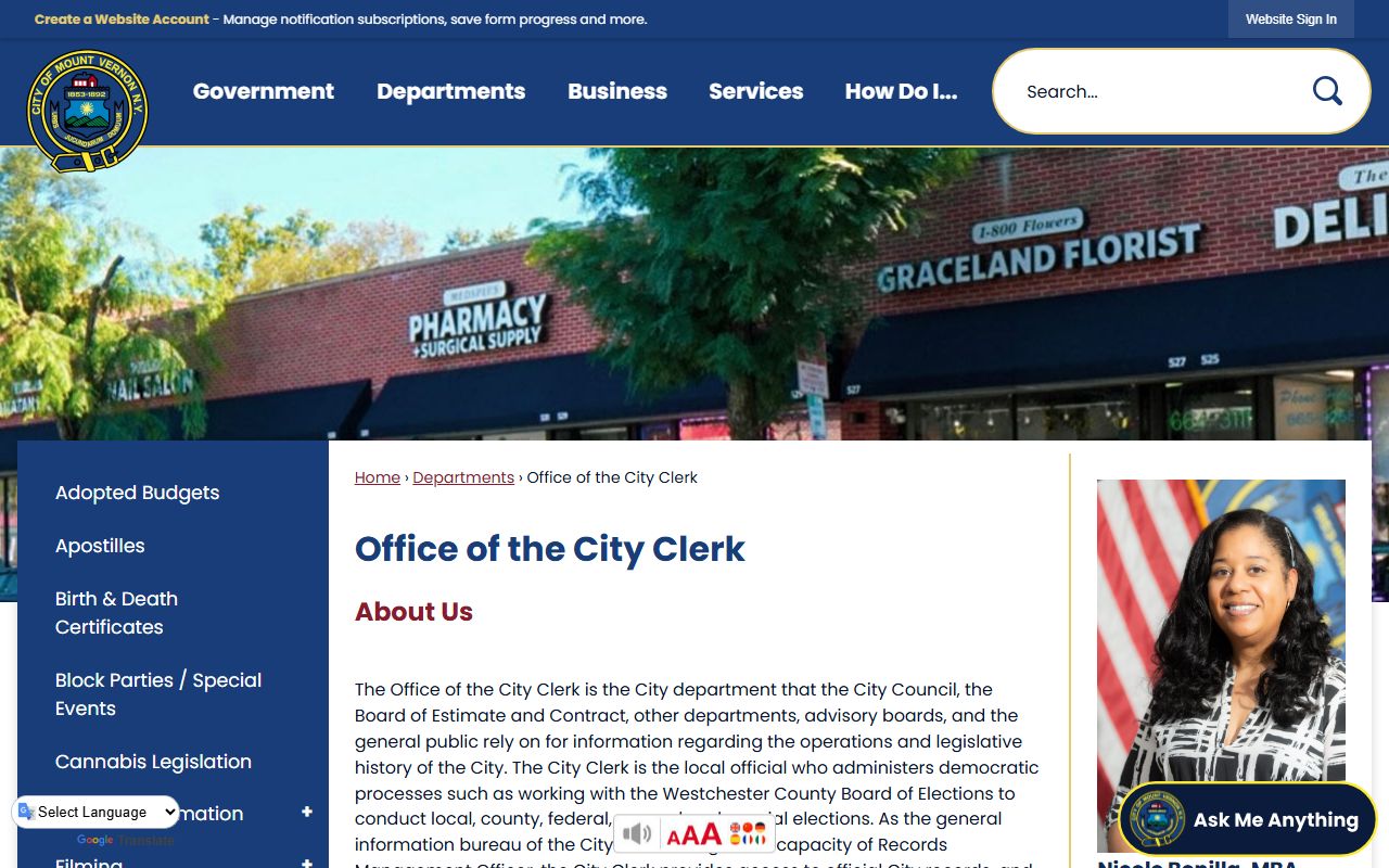 Mount Vernon City Clerk for New York birth records