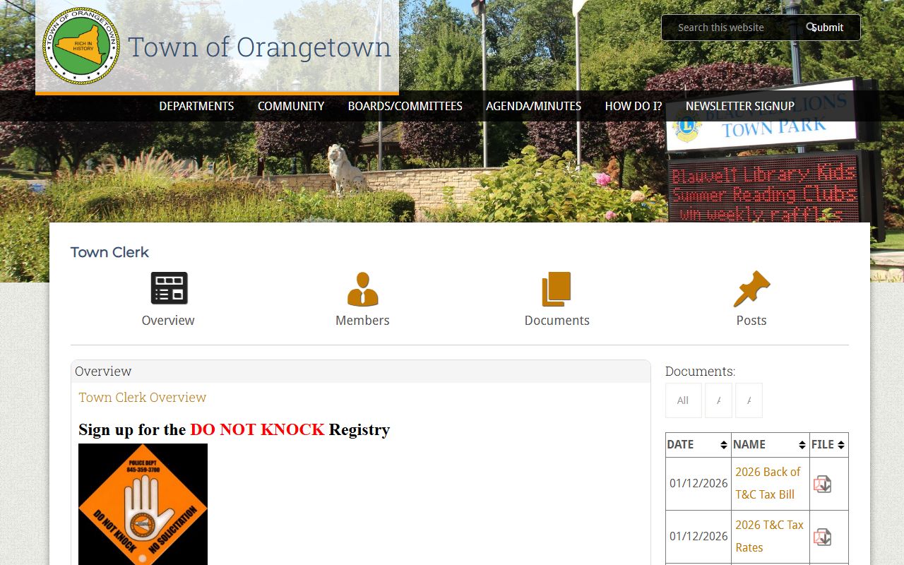 Orangetown Town Clerk for New York birth records
