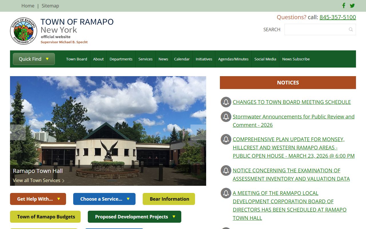 Town of Ramapo Official Website for New York birth records