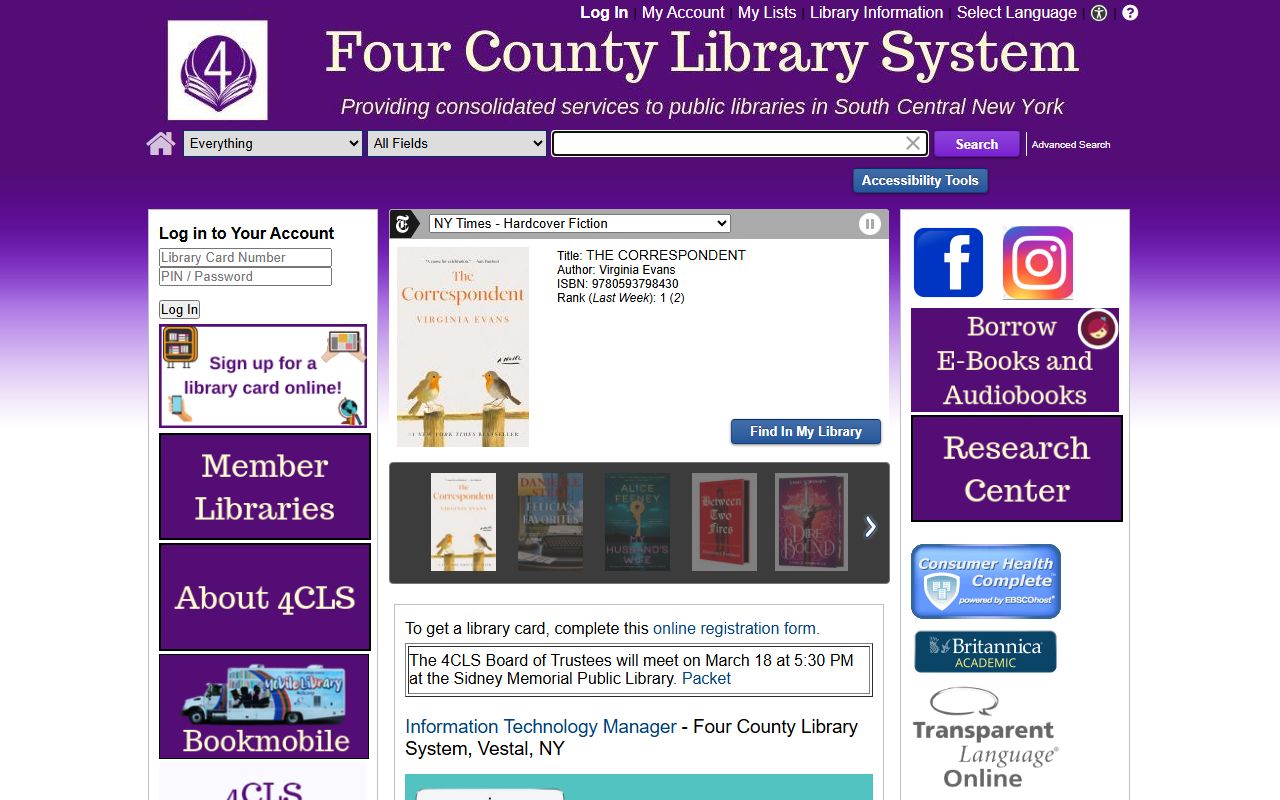 Four County Library System for New York birth records