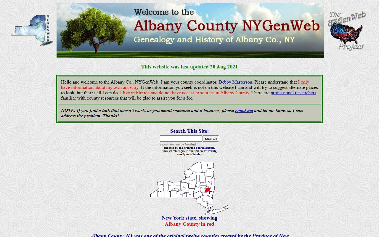 Albany County NYGenWeb birth records resources