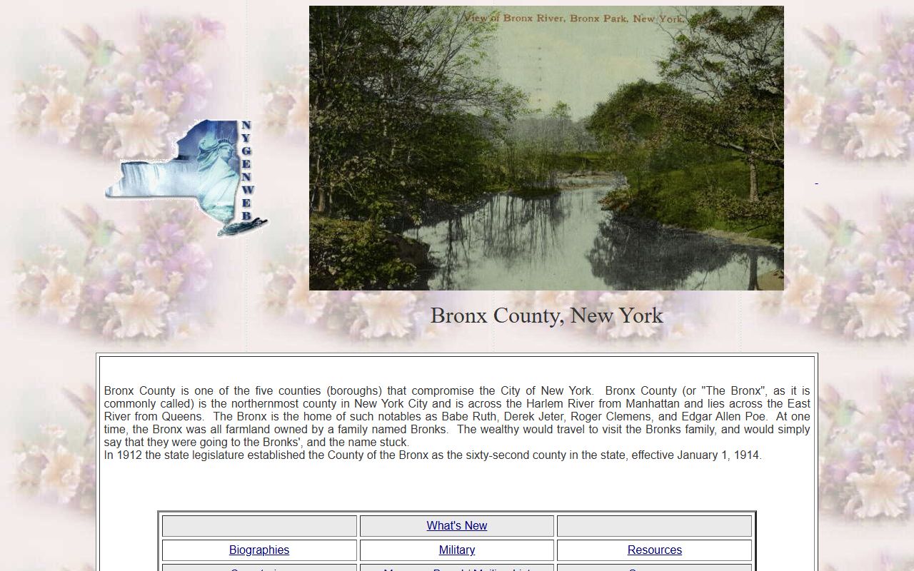 Bronx County NYGenWeb birth records page