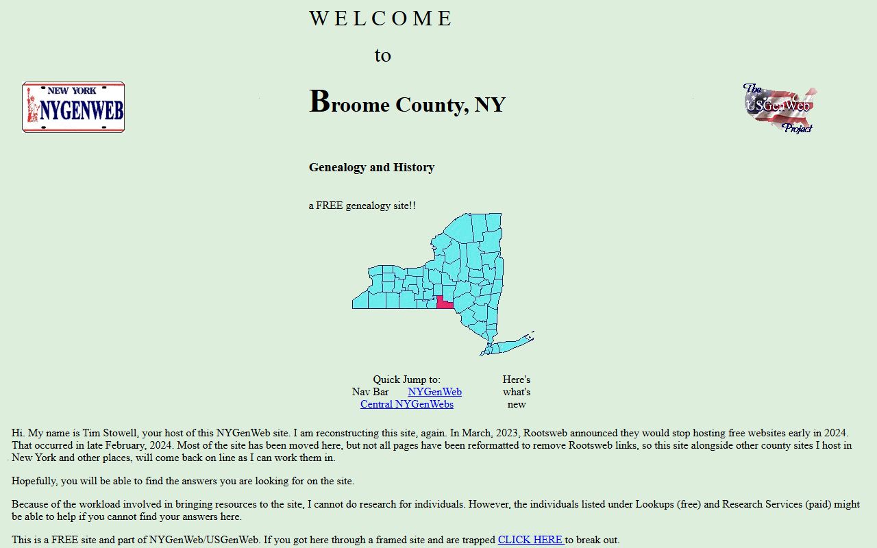Broome County NYGenWeb birth records page
