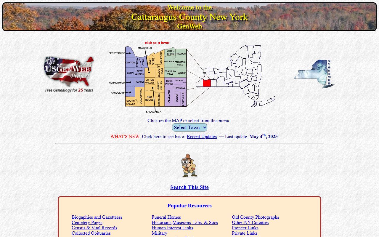 Cattaraugus County NYGenWeb for New York birth records