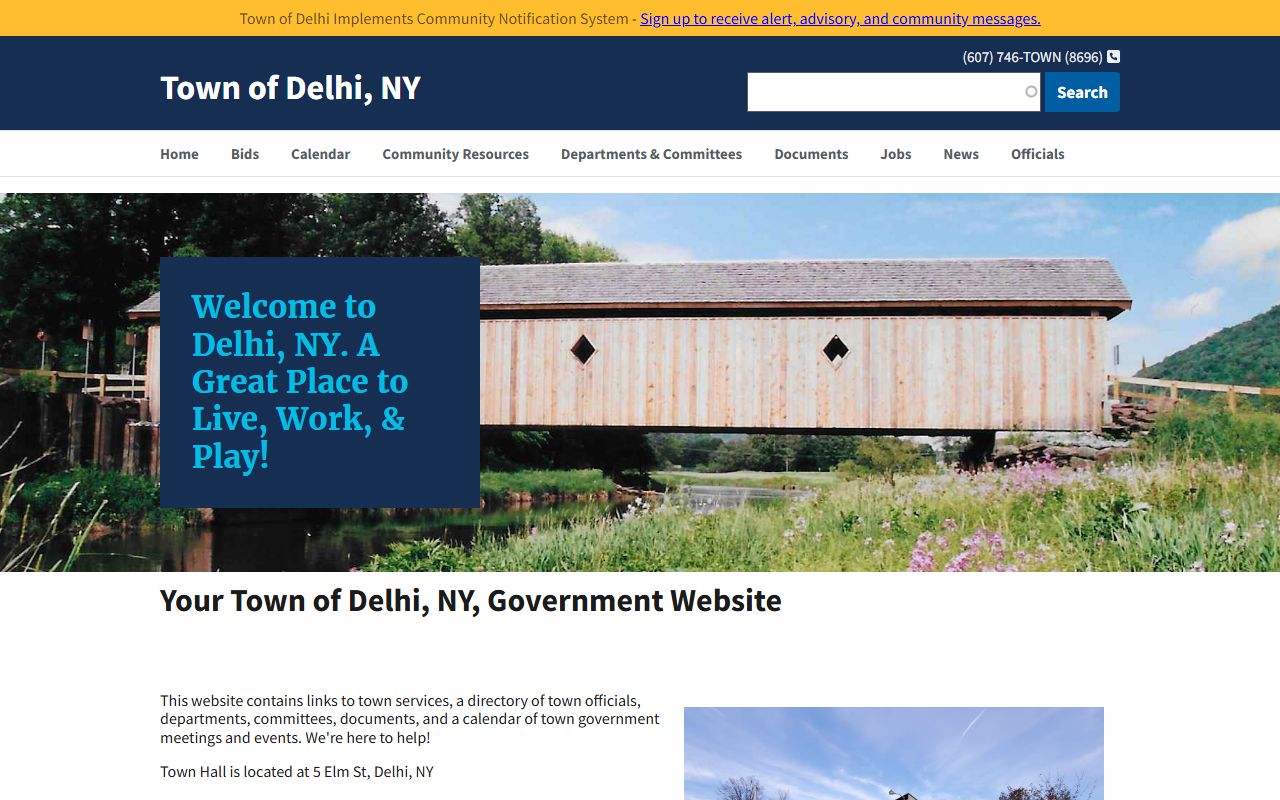 Town of Delhi vital records page for Delaware County birth records