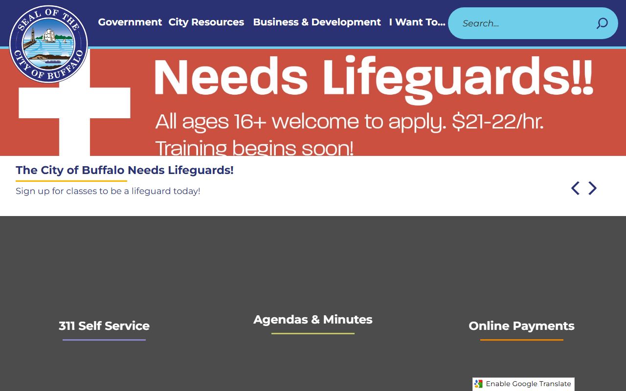 City of Buffalo official website for Erie County birth records