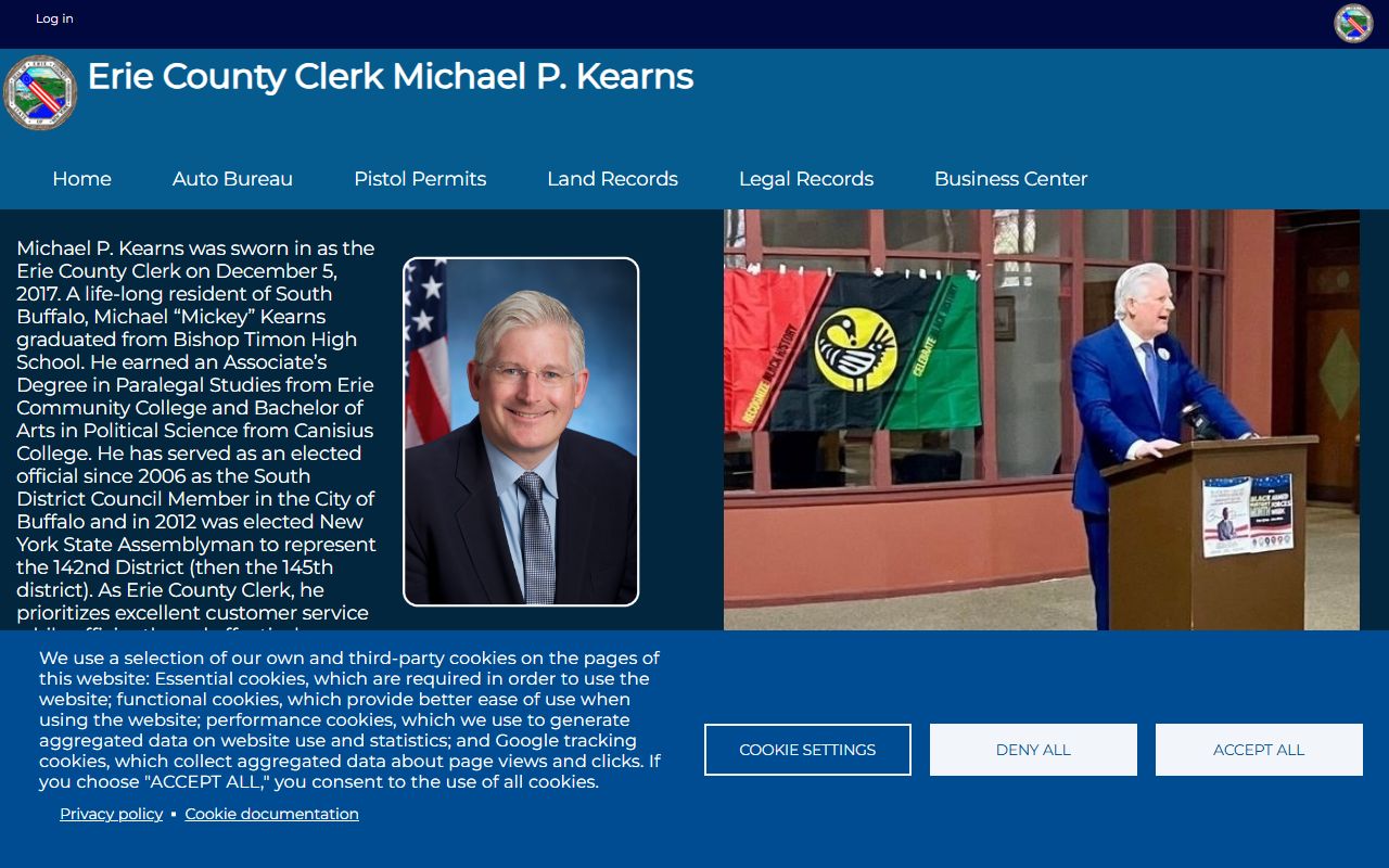 Erie County Clerk official website for birth records