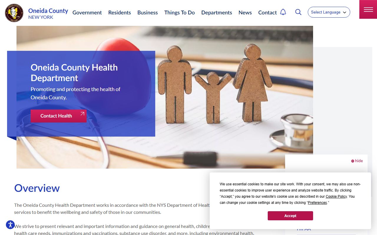 Oneida County Health Department for New York birth records