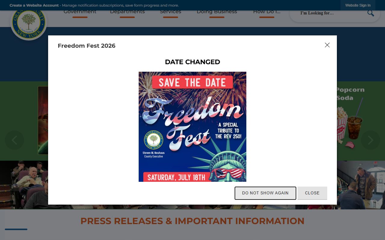 Orange County Official Website for New York birth records