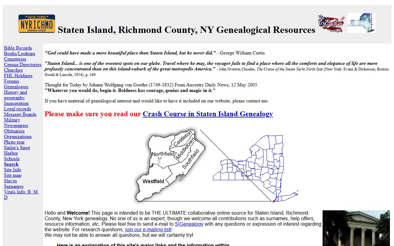 Richmond County NYGenWeb for New York birth records