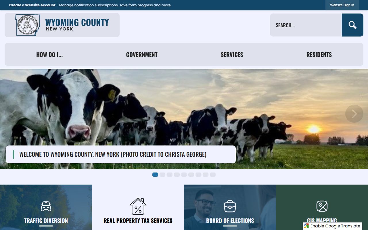 Wyoming County Official Website for New York birth records