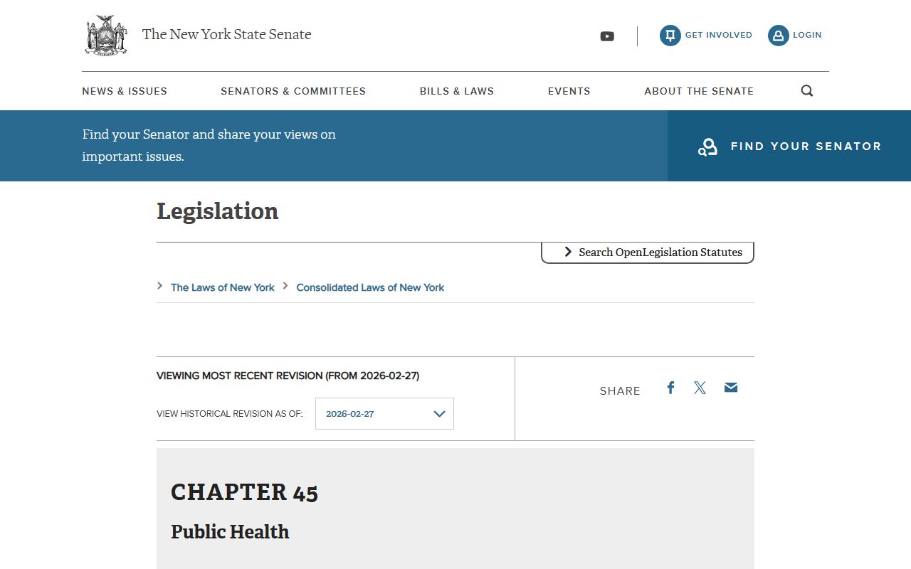 New York Public Health Law governing birth records